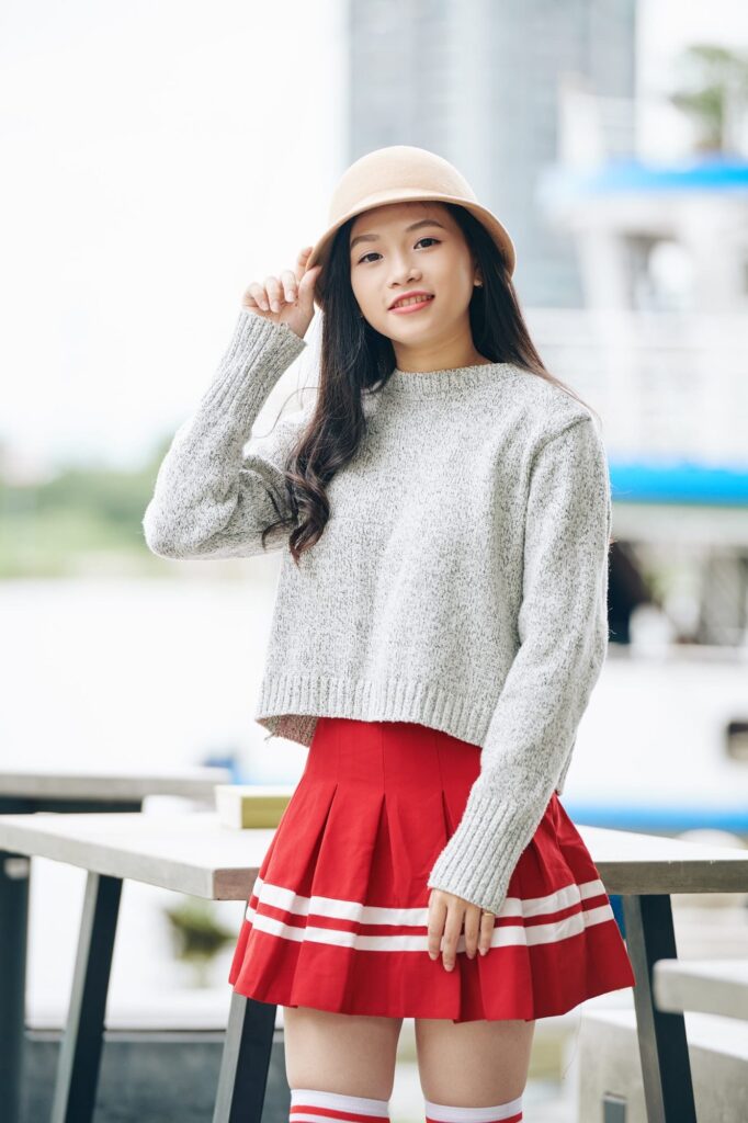 Smiling Asian schoolgirl