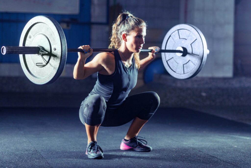 Woman weightlifting on training