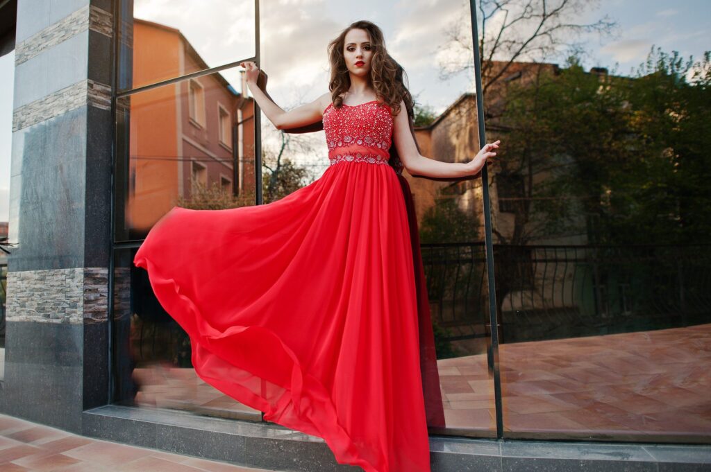Red evening dress